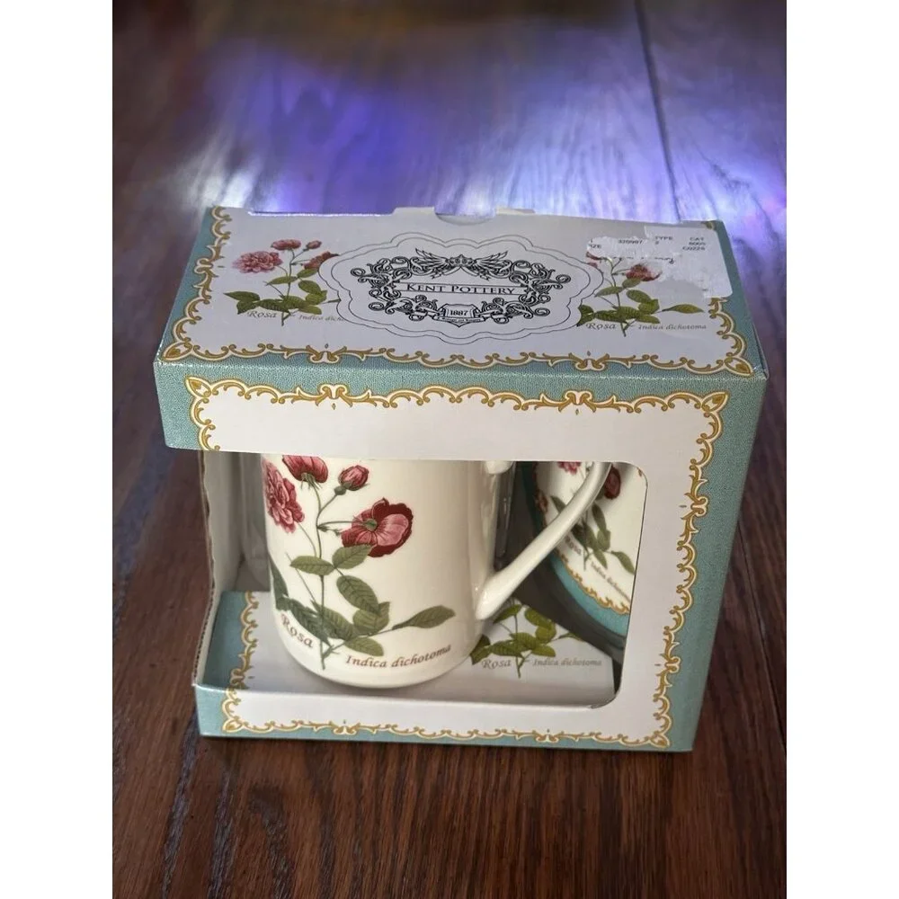 Kent Pottery‎ Rosa Indica dichotoma Tea Coffee Cup With Lid NEW